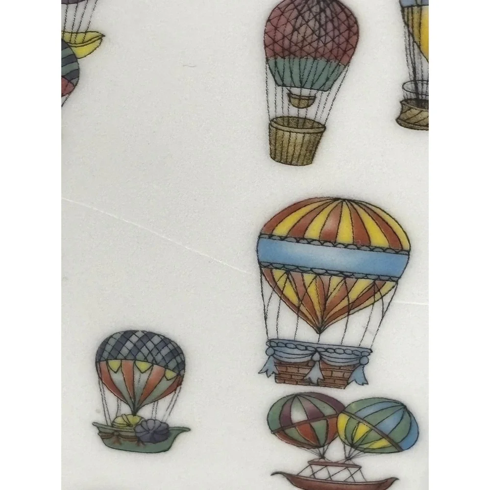 Brunelli Italy Hot Air Balloon Ceramic Square Plates Set of 2